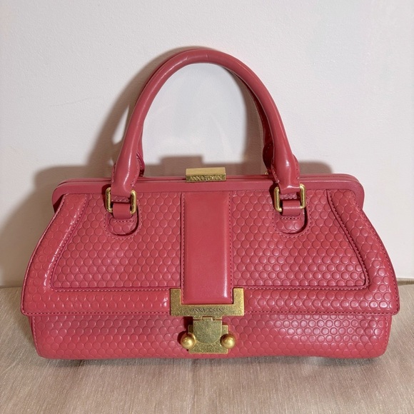 ANNA TOSANI Bubble Gum Pink Satchel Handbag  with Many Pockets Main Compartment - Picture 1 of 16